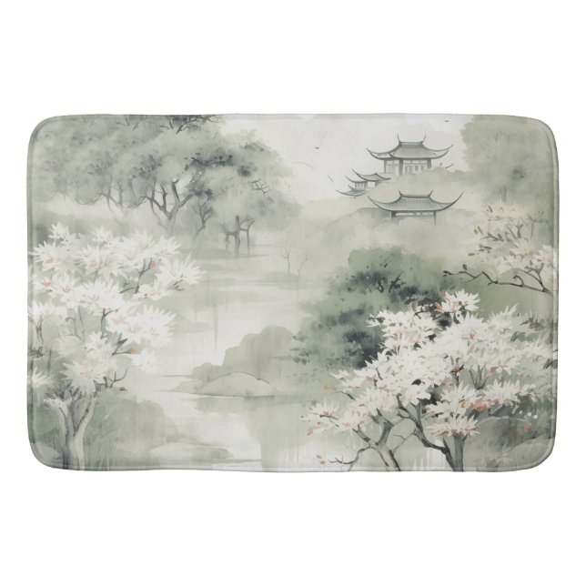 Serene Tranquility Japanese theme Bath Mat (Front)