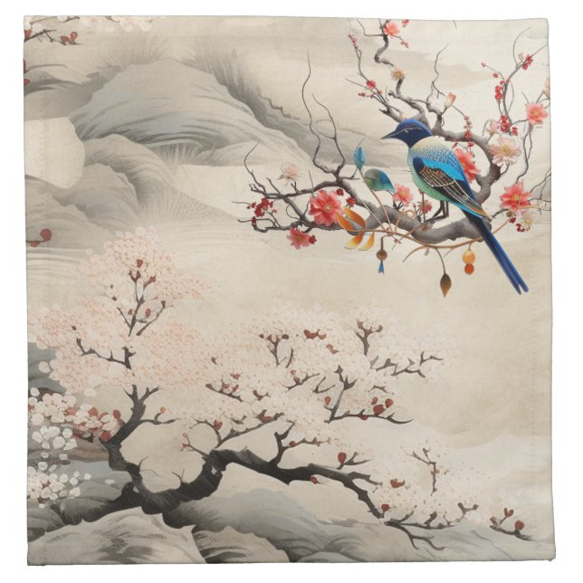 Serene Tranquility Japanese theme Cloth Napkin (Front)