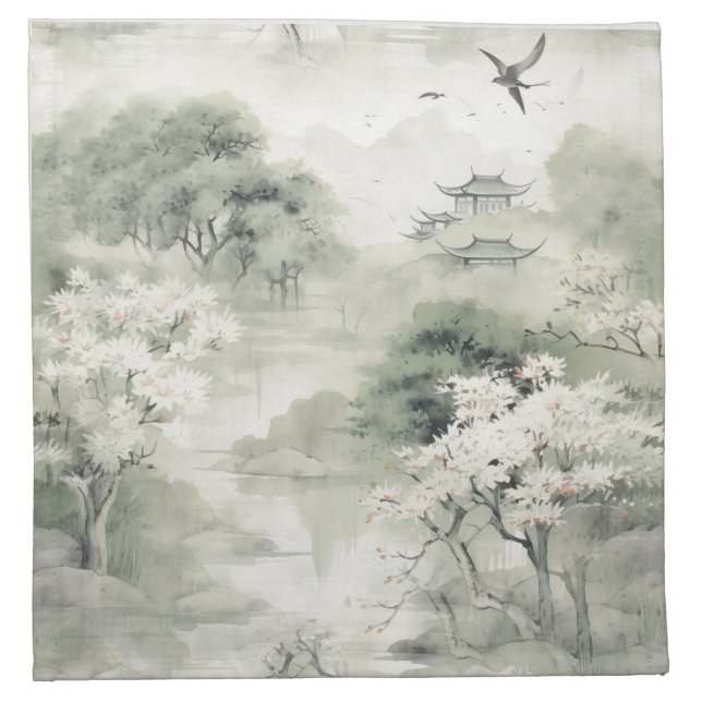 Serene Tranquility Japanese theme Cloth Napkin (Front)
