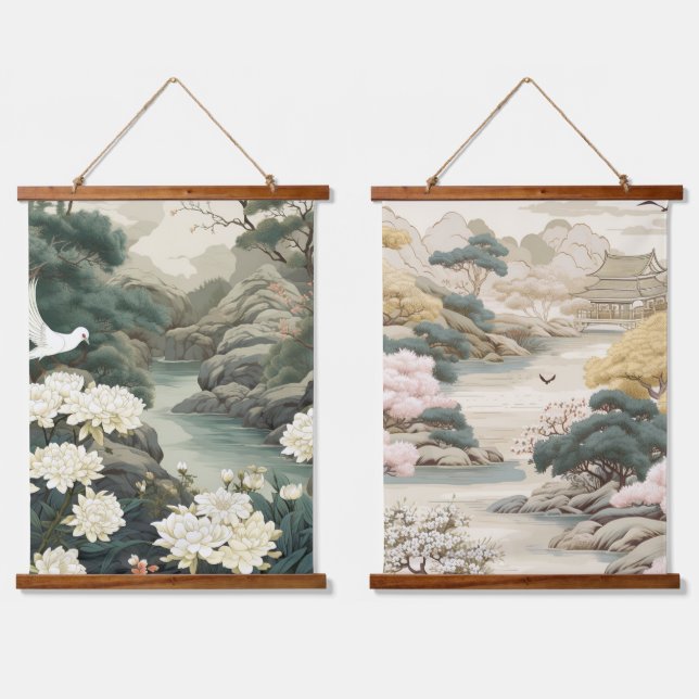 Serene Tranquility Japanese theme Hanging Tapestry (Double)
