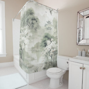 Serene Tranquility Japanese theme Shower Curtain