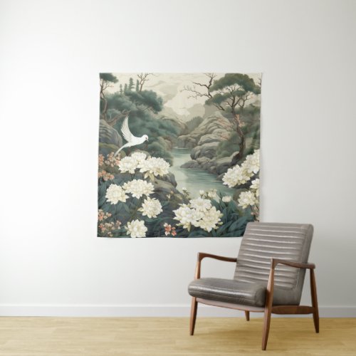 Serene Tranquility Japanese theme Tapestry