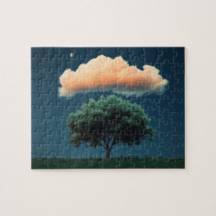 Serene Tree and Cloud  – Relaxing Night Sky Jigsaw Puzzle
