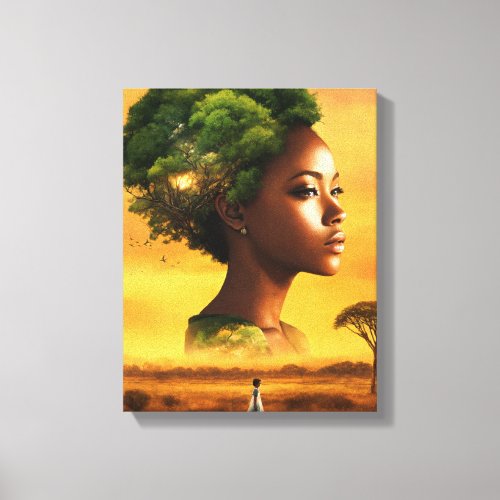 Serene Tree and Green Nature Wall Art Canvas Print