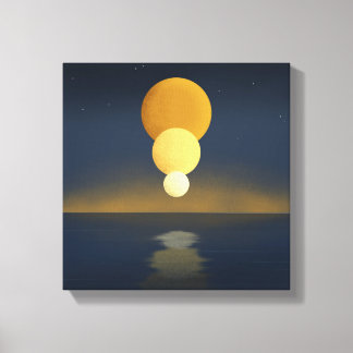 Serene Triple Moon Reflection Canvas Print