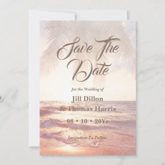 Serene Tropical Beach Save The Date Photo
