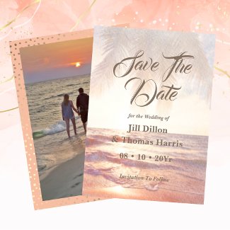 Serene Tropical Beach Save The Date Photo