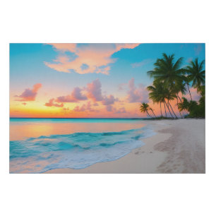"Serene Tropical Beach Sunset Faux Canvas" Canvas Print