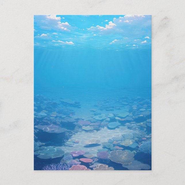 Serene Tropical Underwater Coral Reef Postcard (Front)