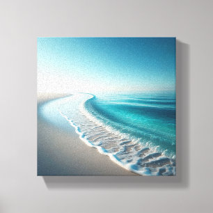 Serene Turquoise Coastline - Minimalist Beach Canvas Print