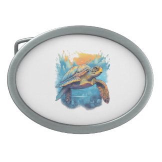Serene Underwater Turtle Belt Buckle