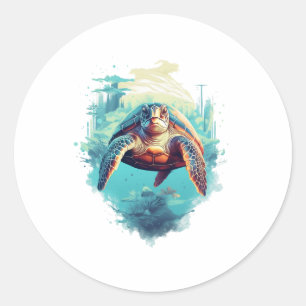 Serene Underwater Turtle Copy Copy Classic Round Sticker