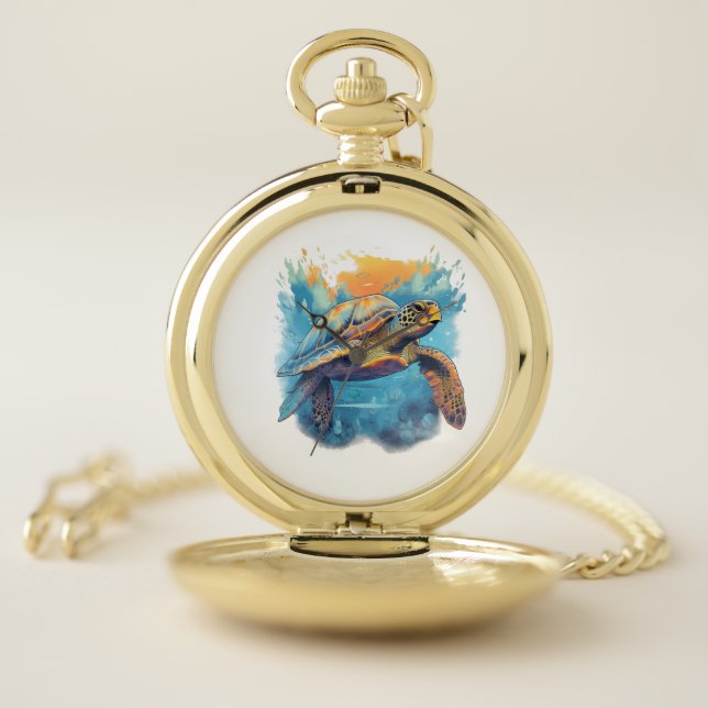 Serene Underwater Turtle  Pocket Watch (Inside)