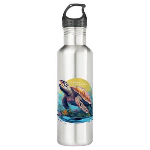 Serene Underwater Turtle Stainless Steel Water Bottle