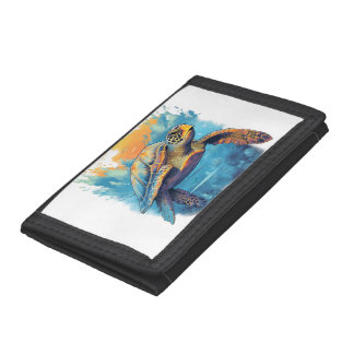 Serene Underwater Turtle Trifold Wallet