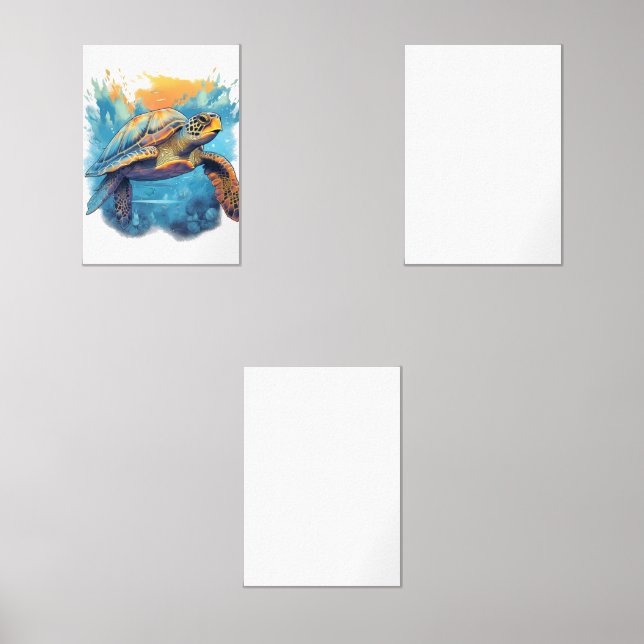 Serene Underwater Turtle  Wall Art Sets (Front)