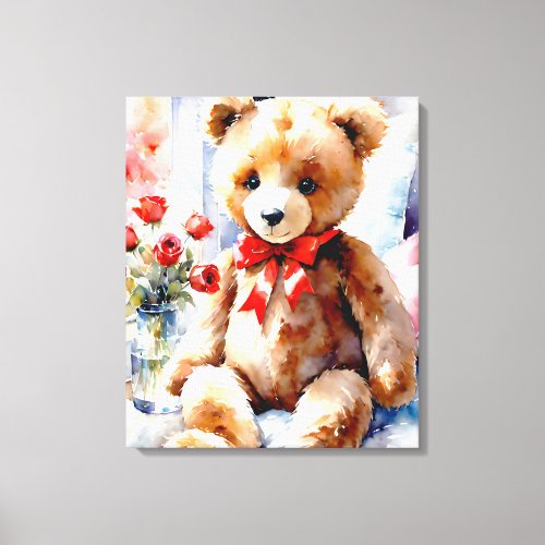 Serene Valentines Haven Teddy Bear Canvas Print 