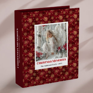 Serene Victorian Angel Red Gold Christmas memory  3 Ring Binder