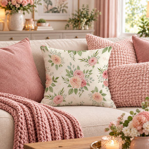 Serene Vintage Shabby Chic Blooms Throw Pillow Art