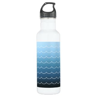 Serene Water Blue Wave Pattern Gradient Stainless Steel Water Bottle