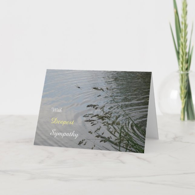 Serene Water with Dragonfly Sympathy Greeting Card (Front)