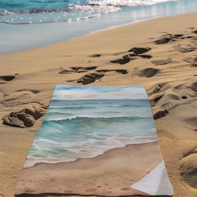 Serene Watercolor Beach Waves - Ocean Vibes Towel (Creator Uploaded)