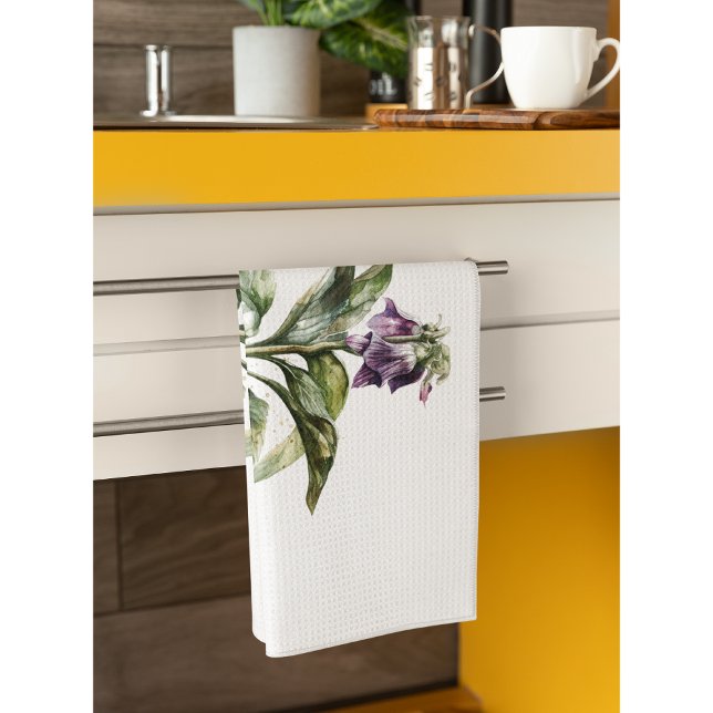 Serene Watercolor Comfrey  Kitchen Towel (Creator Uploaded)