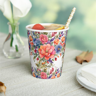 Serene Watercolor Floral PD Paper Cups