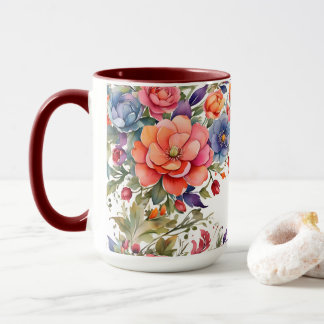 Serene Watercolor Floral PD Two-Tone Mug