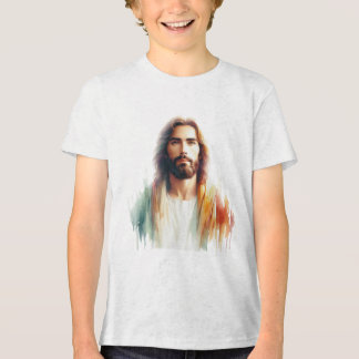 Serene Watercolor Jesus Christ Portrait – Spiritua Tri-Blend Shirt