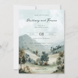 Serene Watercolor Landscape Wedding Invitation