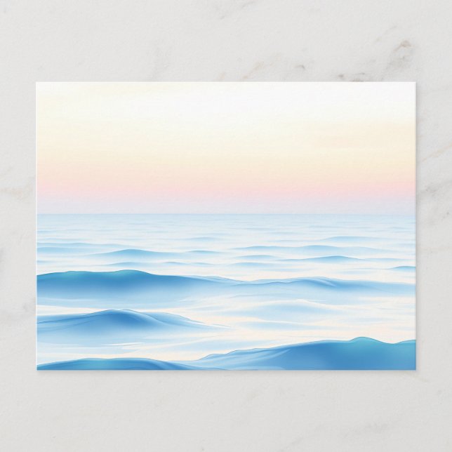 Serene Watercolor Ocean with Gentle Waves Postcard (Front)