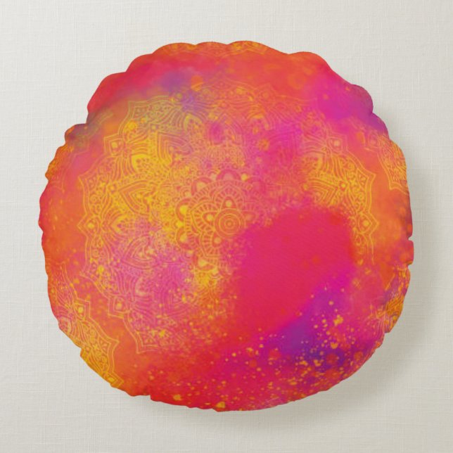 Serene Watercolor Round Pillow (Front)