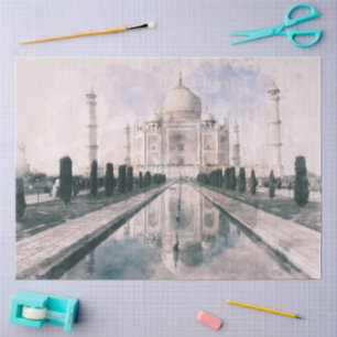 Serene Watercolor Taj Mahal India Tissue Paper