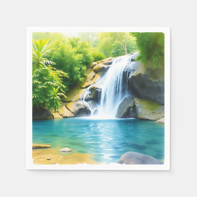 Serene Waterfall Cascading  Napkins (Front)