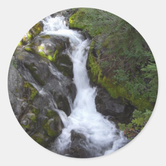 Serene Waterfall Classic Round Sticker