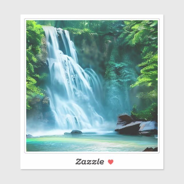 Serene Waterfall in Pale Blue and Green  Sticker (Sheet)