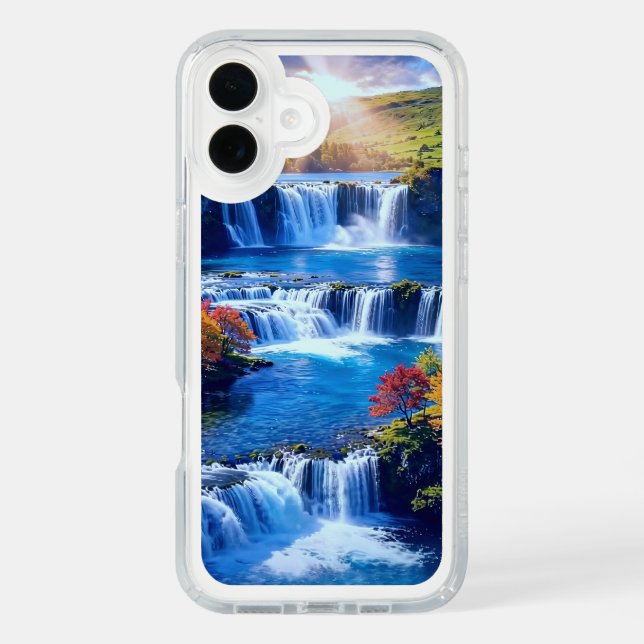 Serene Waterfall Landscape iPhone 16 Plus Case (Front)