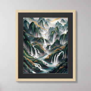 Serene Waterfall Paradise Framed Art