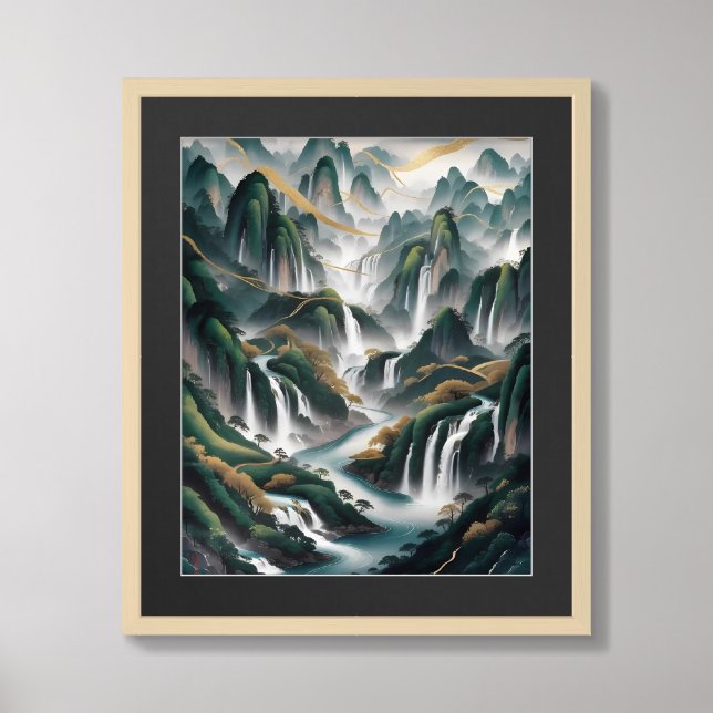 Serene Waterfall Paradise Framed Art (Framed Front)