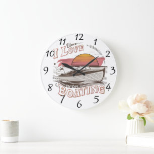 Serene Waters: I Love Love Motor Boating Large Clock