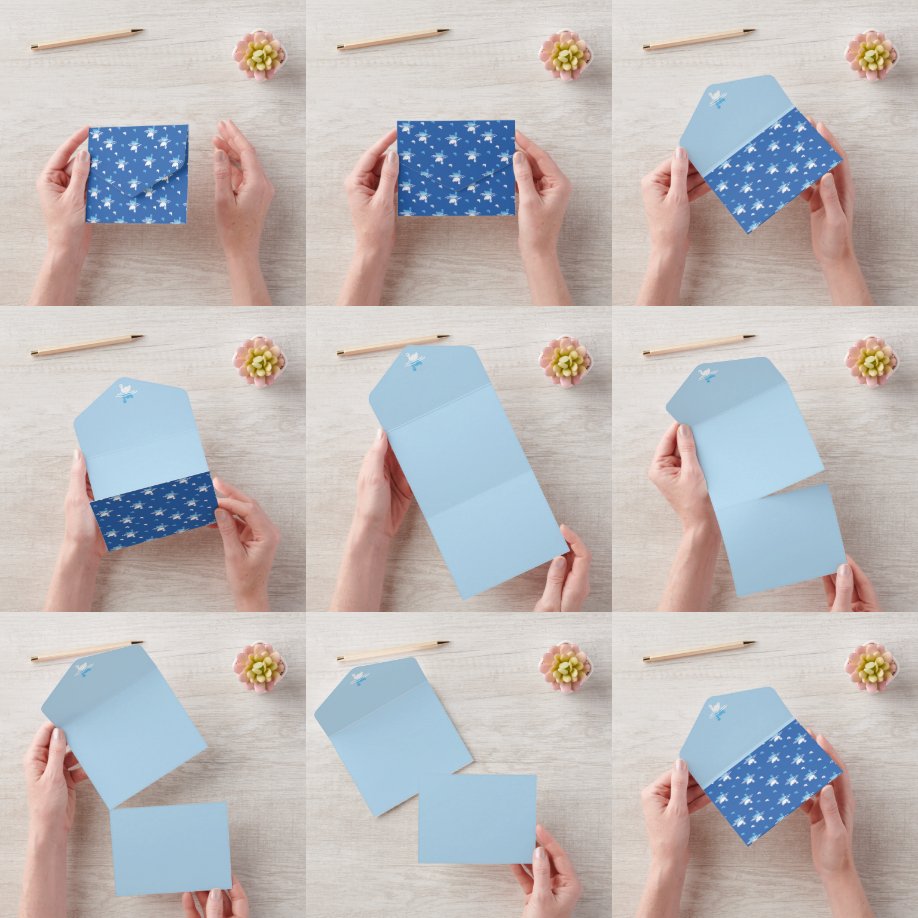 Serene Waters - Playful Swan Lake Pattern Design All In One Invitation