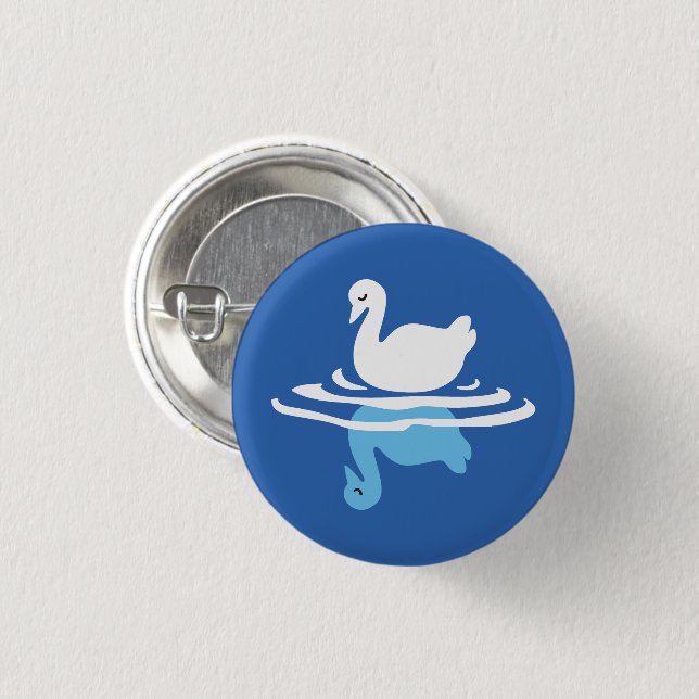 Serene Waters - Playful Swan Lake Pattern Design Button (Front & Back)