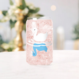 Serene Waters - Playful Swan Lake Pattern Design Can Glass