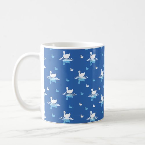 Serene Waters _ Playful Swan Lake Pattern Design Coffee Mug