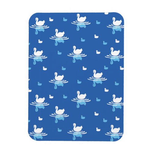 Serene Waters _ Playful Swan Lake Pattern Design Magnet