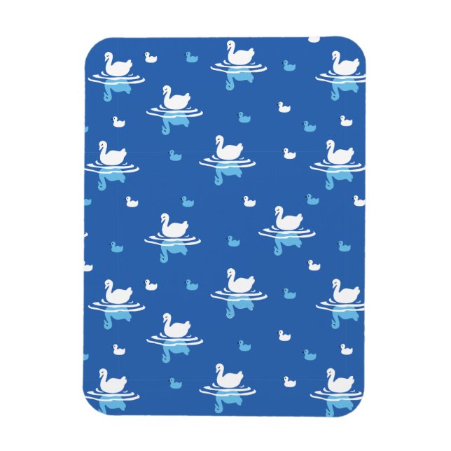 Serene Waters - Playful Swan Lake Pattern Design Magnet (Vertical)