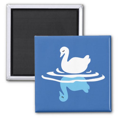 Serene Waters _ Playful Swan Lake Pattern Design Magnet