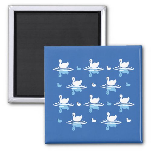 Serene Waters _ Playful Swan Lake Pattern Design Magnet