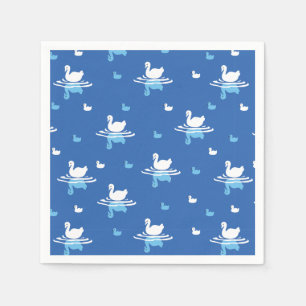 Serene Waters - Playful Swan Lake Pattern Design Napkins